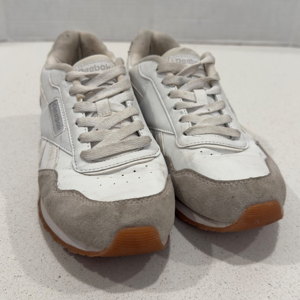 Reebok Classic Harman Run Sneakers White Suede Trim Casual Shoes Size 7‎